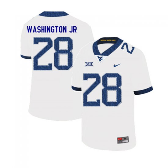 Men's West Virginia Mountaineers NCAA #28 Keith Washington Jr. White Authentic Nike 2019 Stitched College Football Jersey SI15A38RU